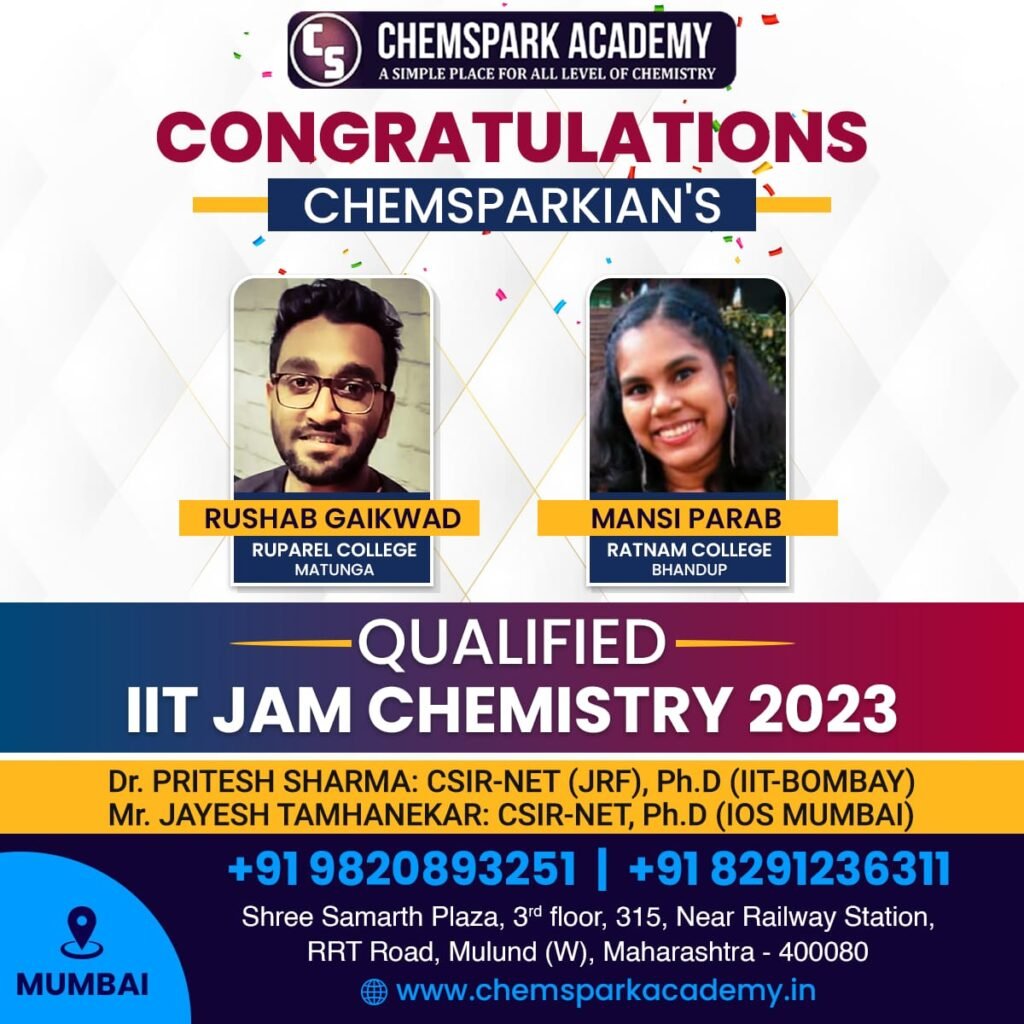 IIT JAM 2023 Chemistry Qualified | Chemspark Academy