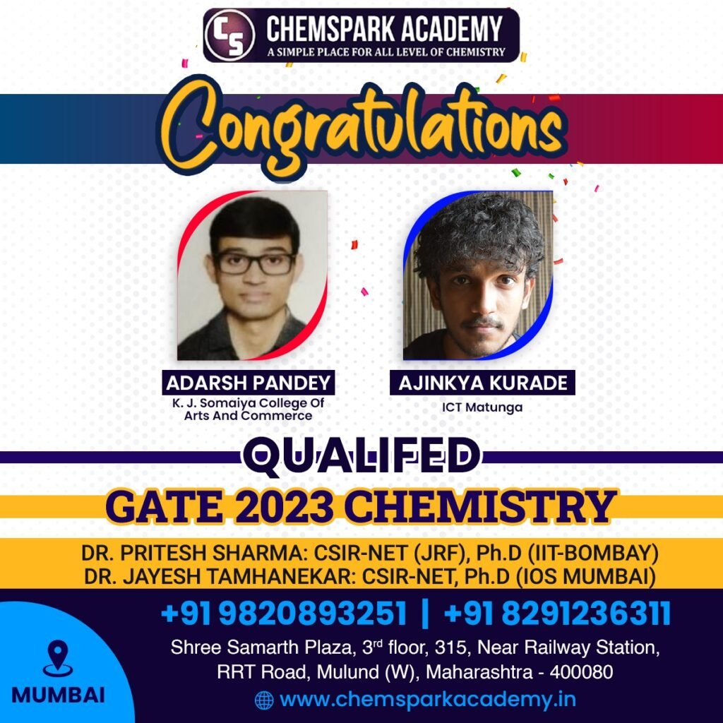 GATE 2023 Qualified Chemspark Academy