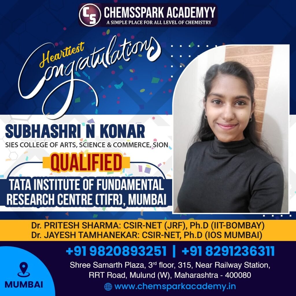 Ms.Subhashri Konar Qualified TIFR | Chemspark Academy