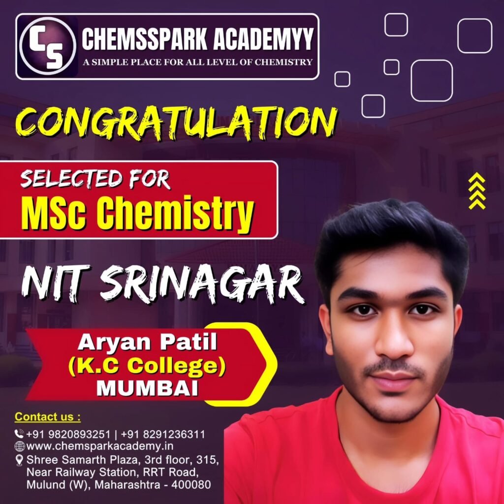 Congratulation to Aryan Patil | Chemspark Academy